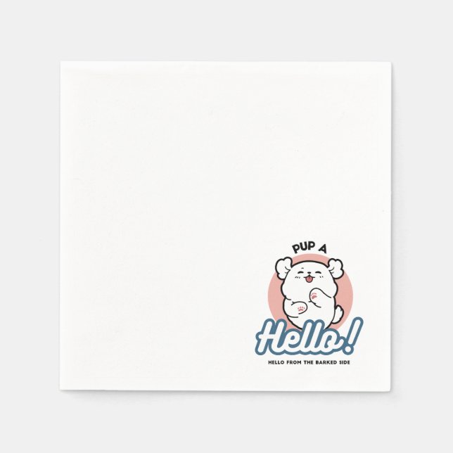 Servilleta De Papel ¡Hola! - Diseño feliz de Personalizados de perros  (Anverso)