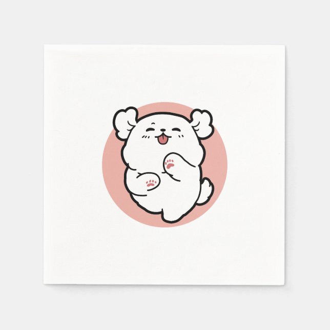 Servilleta De Papel ¡Hola! - Diseño feliz de Personalizados de perros  (Anverso)