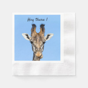 Servilleta De Papel Hola, divertida foto de Giraffe con texto