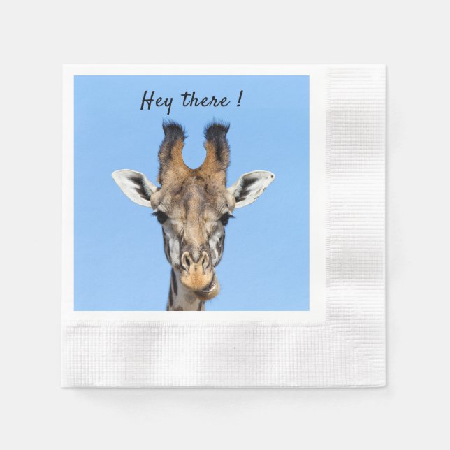 Servilleta De Papel Hola, divertida foto de Giraffe con texto (Anverso)
