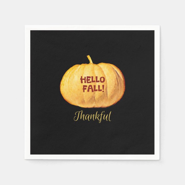 Servilleta De Papel Hola FALL Gratitude Gratitude Autumn Pumpkin (Anverso)