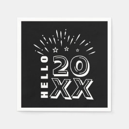 Servilleta De Papel Hola Feliz Año Nuevo Fuegos artificiales Estrellas