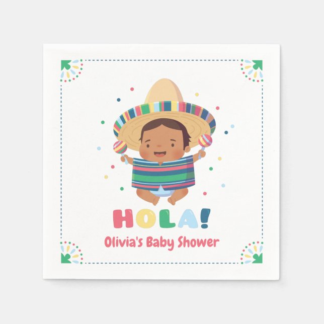 Servilleta De Papel Hola Mexicano Boy Fiesta Baby Shower Suministros (Anverso)