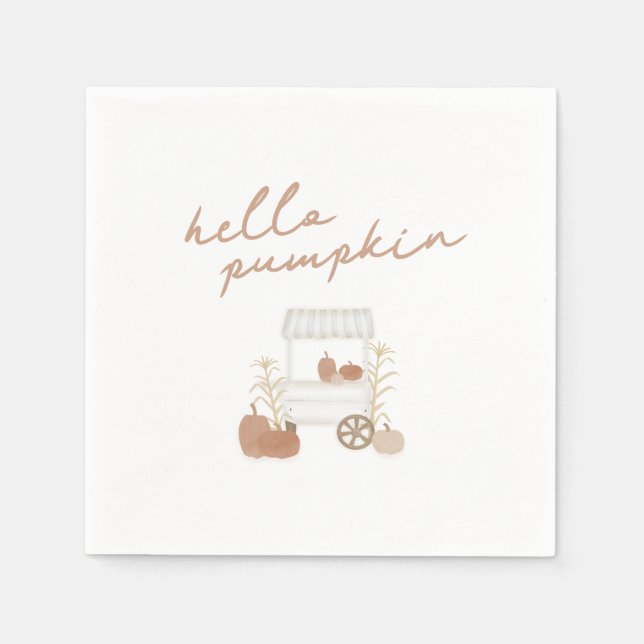 Servilleta De Papel Hola Pumpkin Fall Baby Shower Napkins (Anverso)