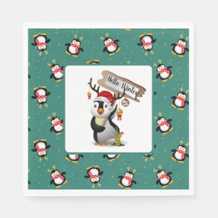 Servilleta De Papel Hola Servilletas de Pingüinos de Invierno