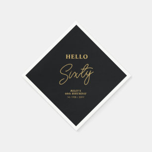 Servilleta De Papel Hola Sesenta   Black & Gold 60th Birthday Party