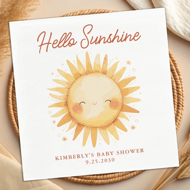 Servilleta De Papel Hola Sol Boho Sol Baby Shower de Género Neutral (Subido por el creador)