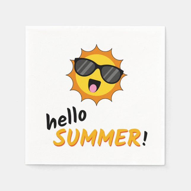 Servilleta De Papel Hola Sol de verano con gafas de sol (Anverso)