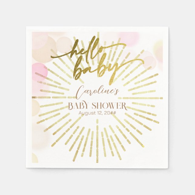 Servilleta De Papel Hola Sunshine Boho moderno Happy Baby Shower (Anverso)