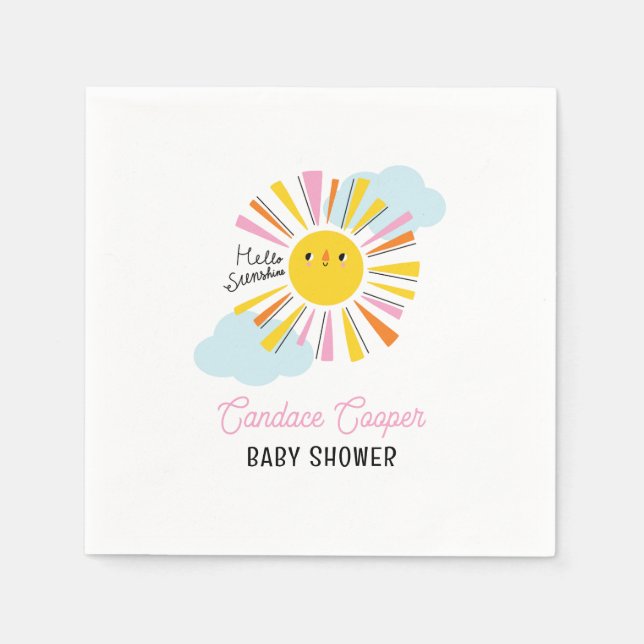 Servilleta De Papel Hola Sunshine Chica Baby Shower Napkins (Anverso)