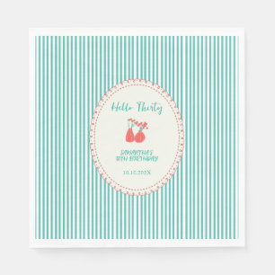 Servilleta De Papel Hola Treinta Flores Vintage Rayas 30 Cumpleaños