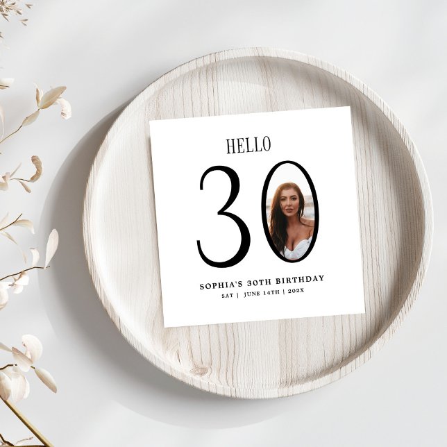 Servilleta De Papel Hola Treinta foto en blanco y negro 30 cumpleaños (Subido por el creador)