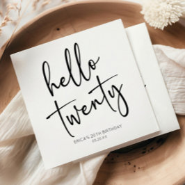 Servilleta De Papel Hola Veinte Minimalistas 20 cumpleaños