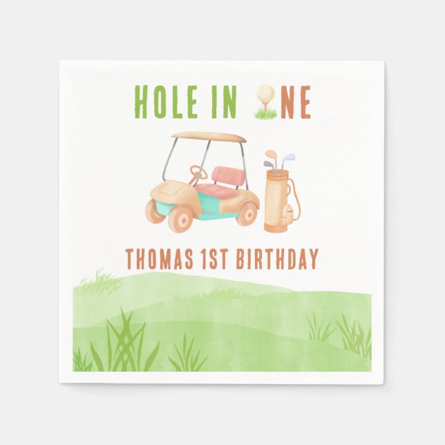 Servilleta De Papel Hole In One First Birthday Party (Anverso)