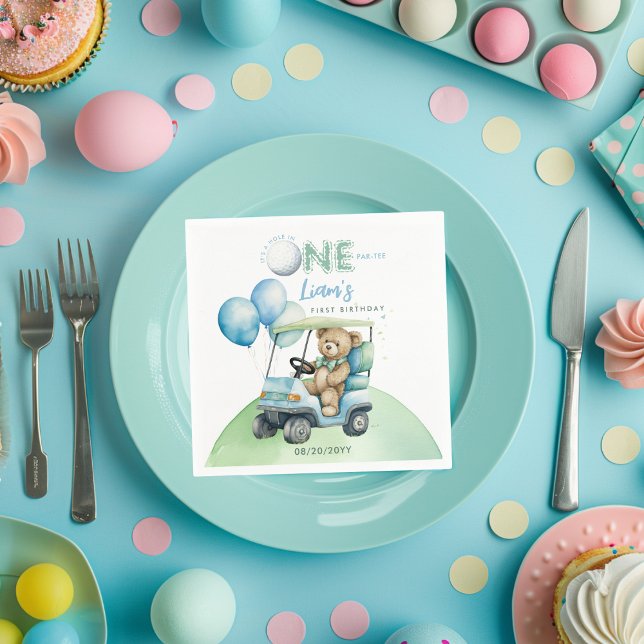 Servilleta De Papel Hole In One Golf Boy First Birday Par-Tee Bear (Subido por el creador)