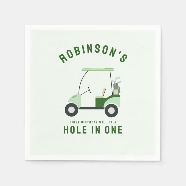 Servilleta De Papel Hole moderno en cumpleaños de golf One Par-tee (Anverso)