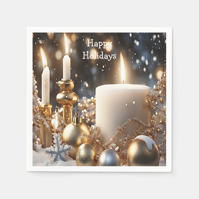 Servilleta De Papel Holiday Candles Holiday Napkin (Anverso)