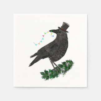 Servilleta De Papel Holiday Crow with Top Hat