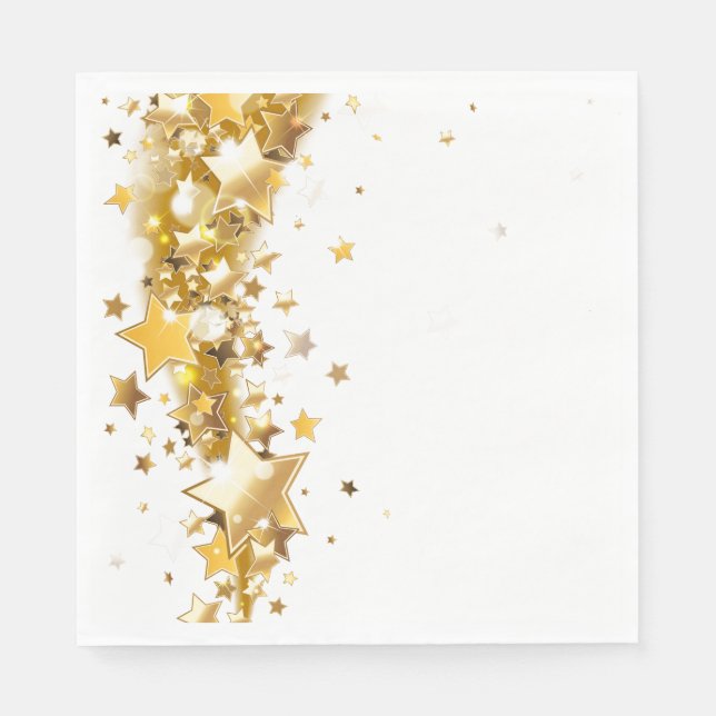 Servilleta De Papel Holiday Napkin Gold Stars (Anverso)