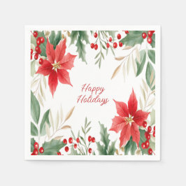 Servilleta De Papel Holiday Napkin Navidades de Red Poinsettia