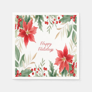 Servilleta De Papel Holiday Napkin Navidades de Red Poinsettia