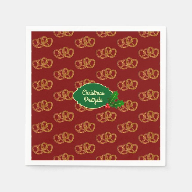 Servilleta De Papel Holiday Pretzel Nibbles - Navidades fiesta propio  (Anverso)