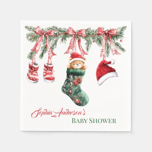 Servilleta De Papel Holiday Teddy Bear Design (Anverso)