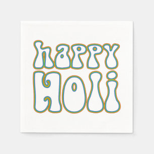 Servilleta De Papel holiES - FELIZ HOLI contorno de color simple 1
