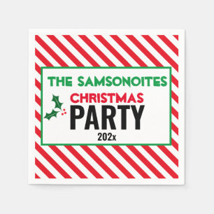 Servilleta De Papel Holly Candy Cane Fun Navidades Fiesta Personalizad