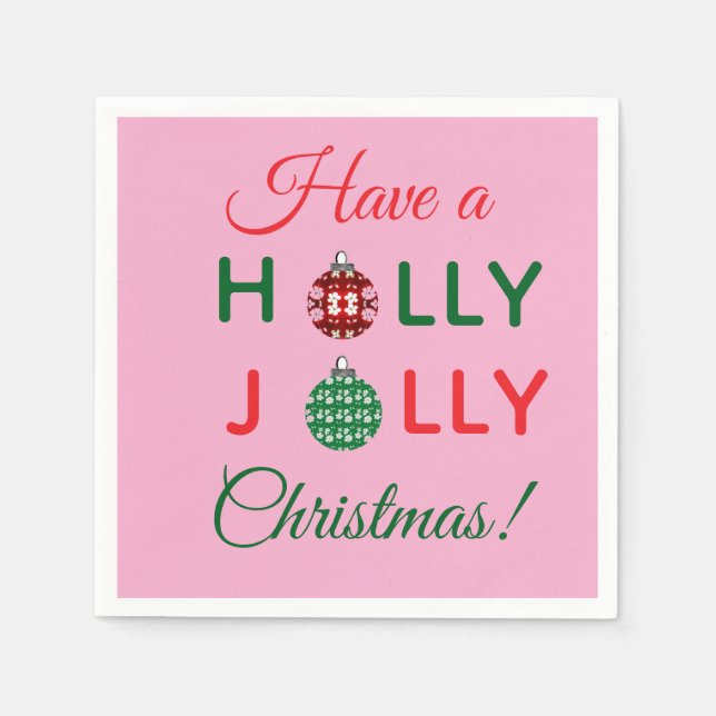 Servilleta De Papel Holly Jolly Christmas napkin (Anverso)