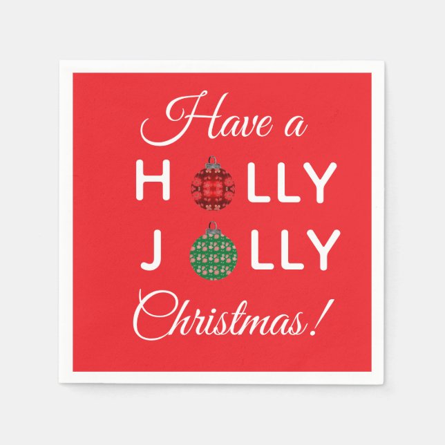 Servilleta De Papel Holly Jolly Christmas napkin (Anverso)