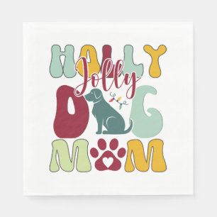 Servilleta De Papel Holly Jolly Dog Mom Retro