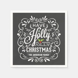 Servilleta De Papel Holly Jolly Navidades Chalkboard