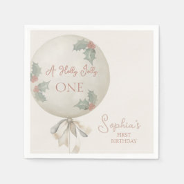 Servilleta De Papel Holly Jolly ONE Christmas Vintage Balloon Birthday