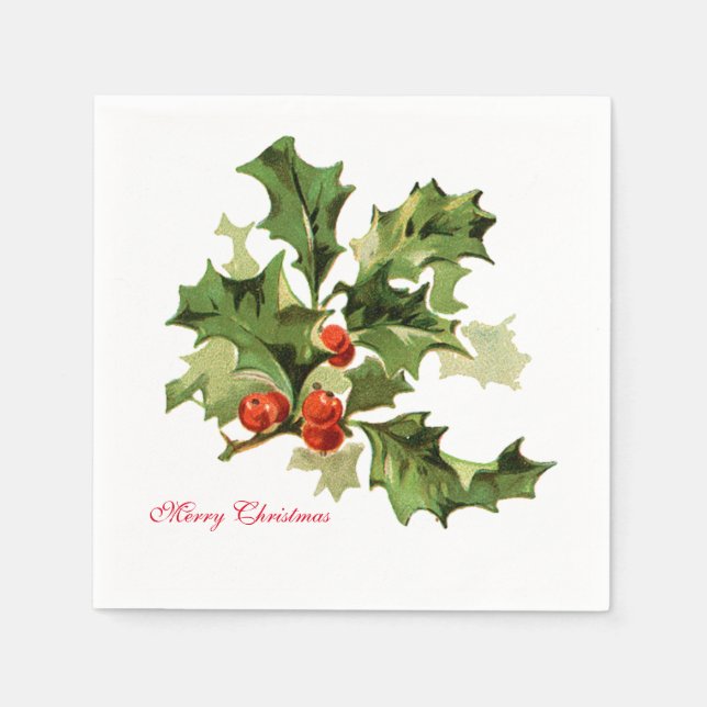 Servilleta De Papel Holly y Berries Napkin (Anverso)