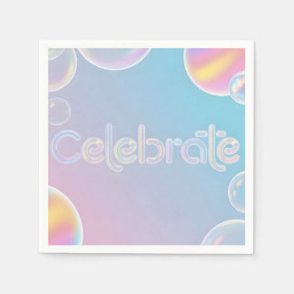 Servilleta De Papel Holographic Celebration: "Celebrate" Typography