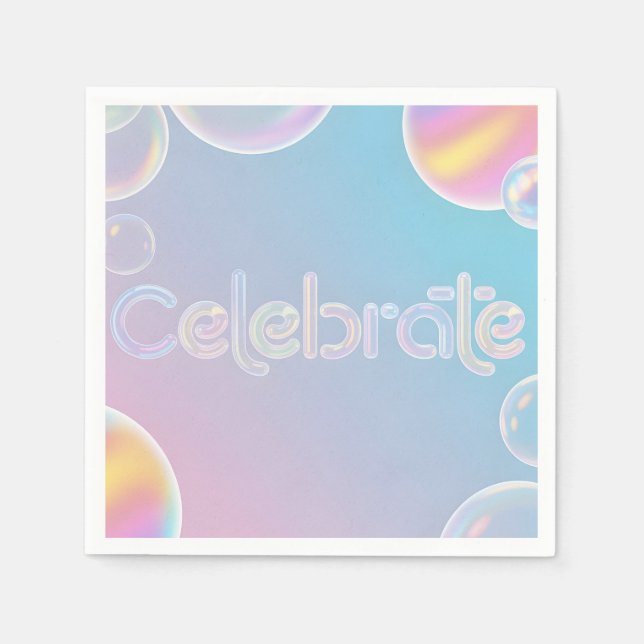 Servilleta De Papel Holographic Celebration: "Celebrate" Typography (Anverso)
