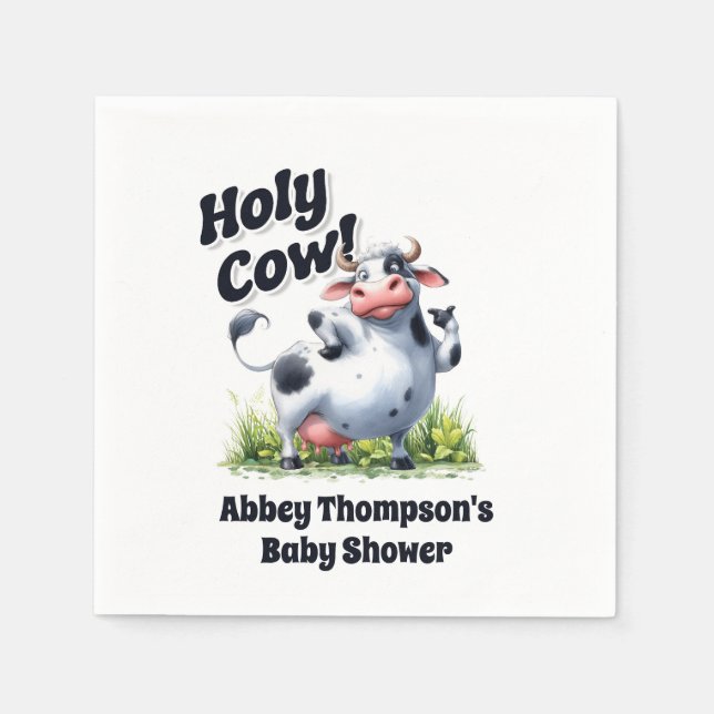 Servilleta De Papel Holy Cow Baby Shower (Anverso)