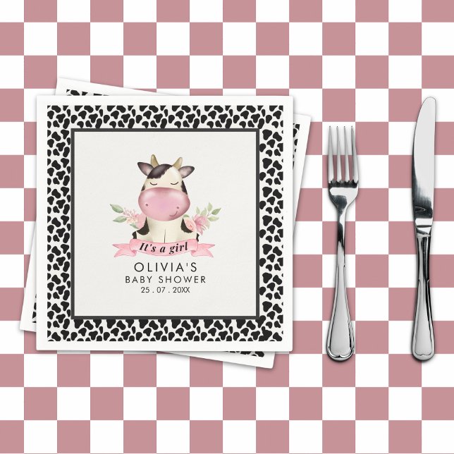 Servilleta De Papel Holy Cow It's a Girl Cute Cow Baby shower (Subido por el creador)