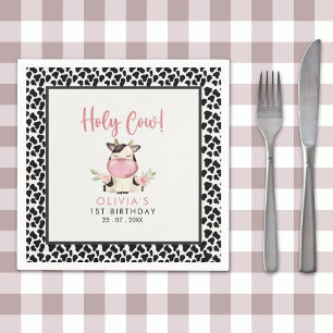 Servilleta De Papel Holy Cow It's a Girl Cute Cow Birthday