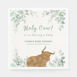 Servilleta De Papel Holy Cow Rustic Boho Greenery Baby Shower