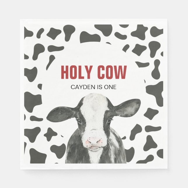 Servilleta De Papel Holy Cow Soy el cumpleaños de One Cow Print (Anverso)