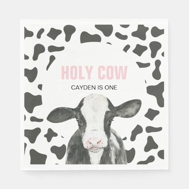 Servilleta De Papel Holy Cow Soy el cumpleaños de One Cow Print (Anverso)