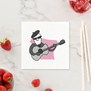 Servilleta De Papel Hombre con boina tocando guitarra acústica