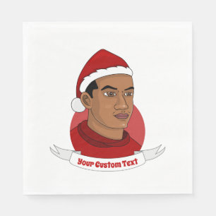 Servilleta De Papel Hombre con gorra de Santa Claus personalizado