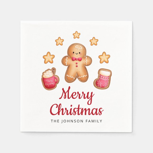 Servilleta De Papel Hombre de jengibre adorable Feliz Navidad (Anverso)