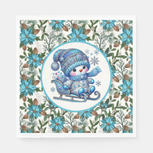 Servilleta De Papel Hombre de nieve azul