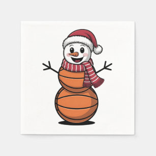 Servilleta De Papel Hombre de nieve Baloncesto Navidad Amantes del dep