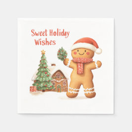 Servilleta De Papel Hombre de pan de jengibre en Santa Hat