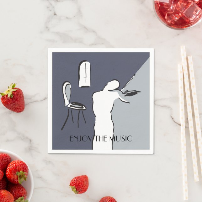 Servilleta De Papel Hombre jugando violín (In situ)